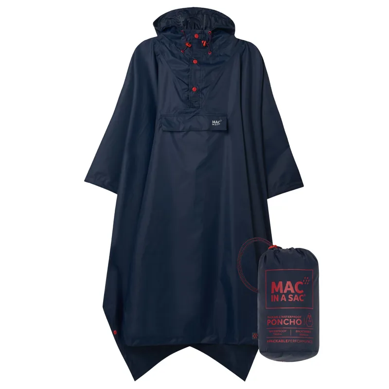 Mac In A Sac Origin 2 Unisex Packable Waterproof Poncho Cape - Navy