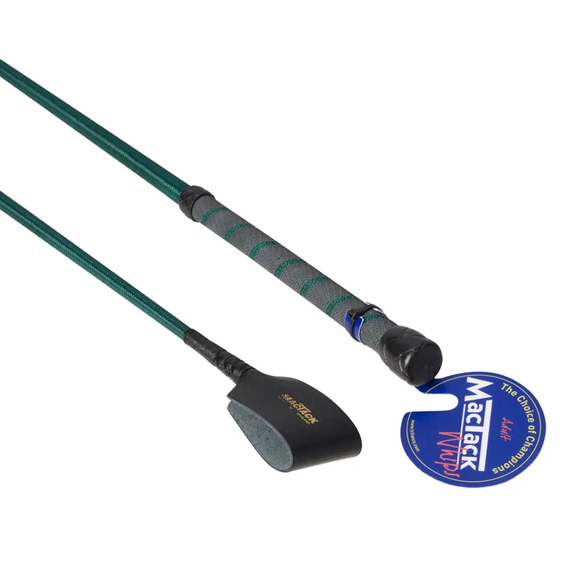 Mactack Rubber Non-Slip Handle Riding Whip with No3 Keeper - Green