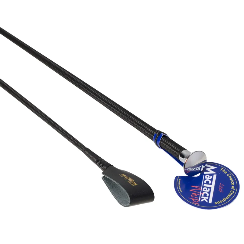 Mactack Riding Whip with No6 Keeper and Nickel Mushroom Cap - Black
