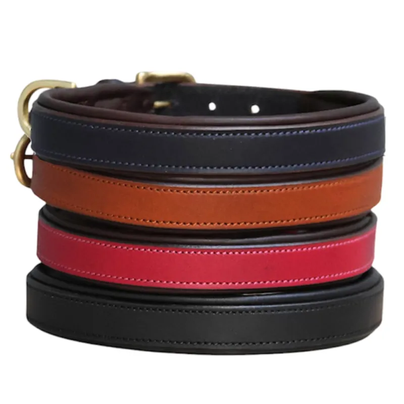 Mackey Padded Leather Dog Collar - Mulberry/Brown-2