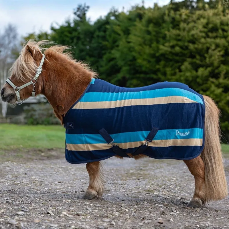 Rhinegold Mini Striped Fleece Rug - Turquoise Stripe