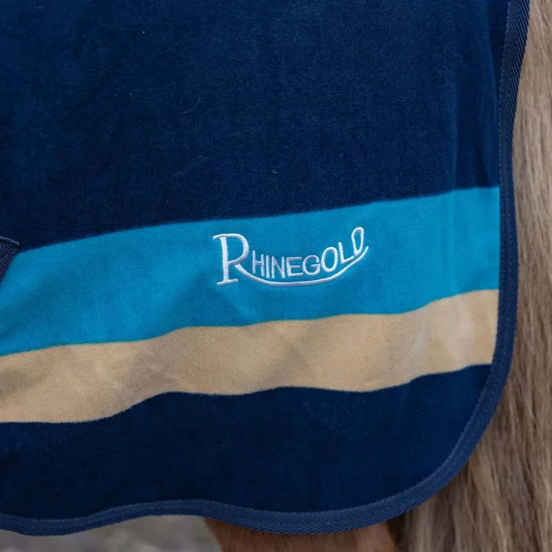 Rhinegold Mini Striped Fleece Rug - Turquoise Stripe-2