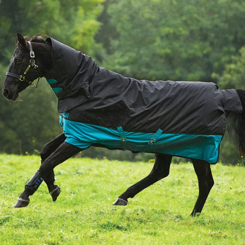 Mio All-In-One Turnout Medium 200g Rug - Black/Turquoise