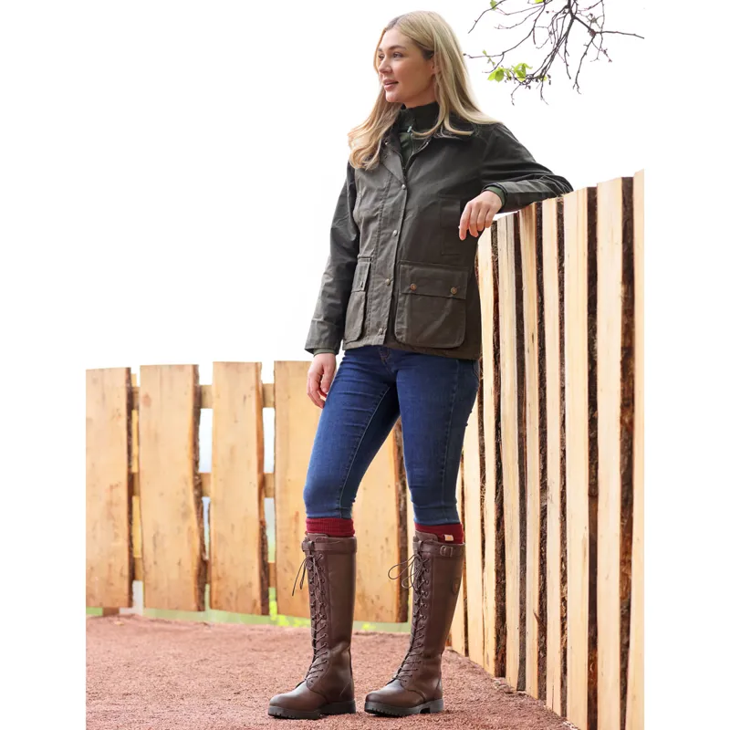 Moretta Teramo Laced Ladies Tall Country Boots - Dark Brown-7