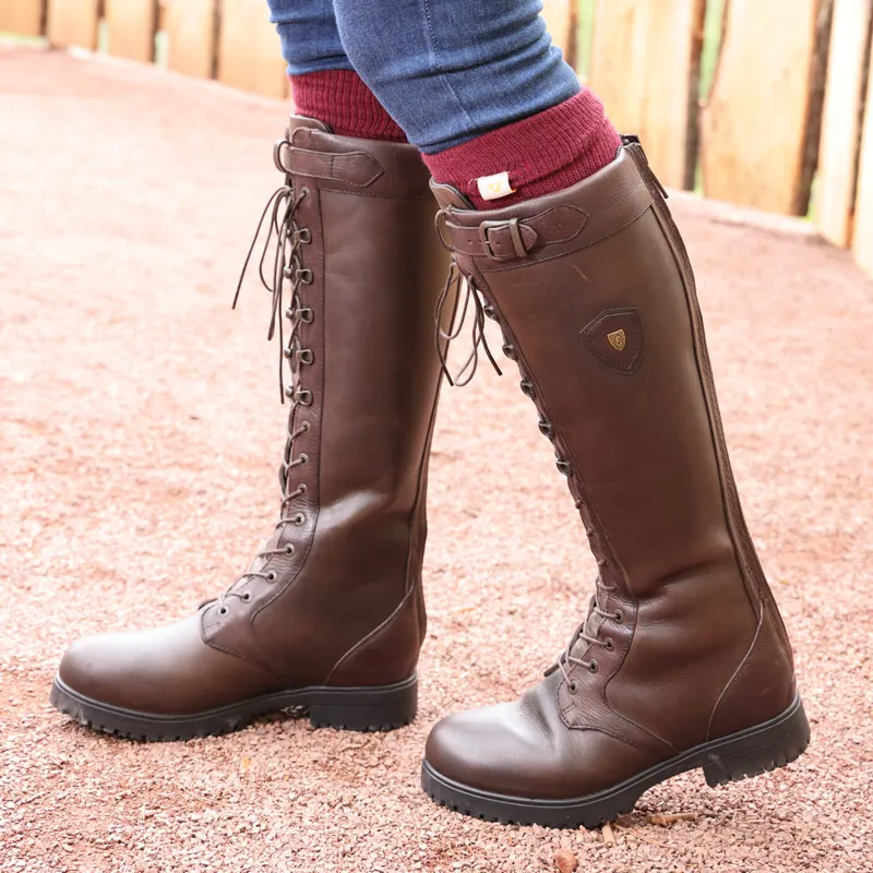 Moretta Teramo Laced Ladies Tall Country Boots - Dark Brown-5