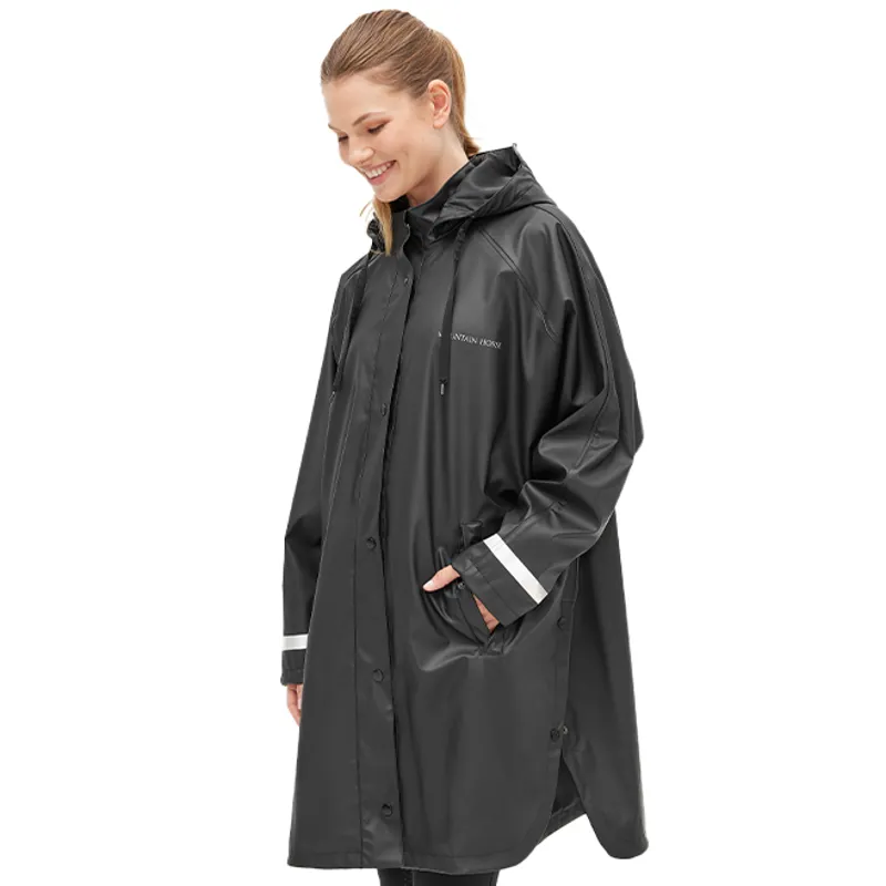Mountain Horse Ladies Drizzle Rain Waterproof Poncho - Black-5