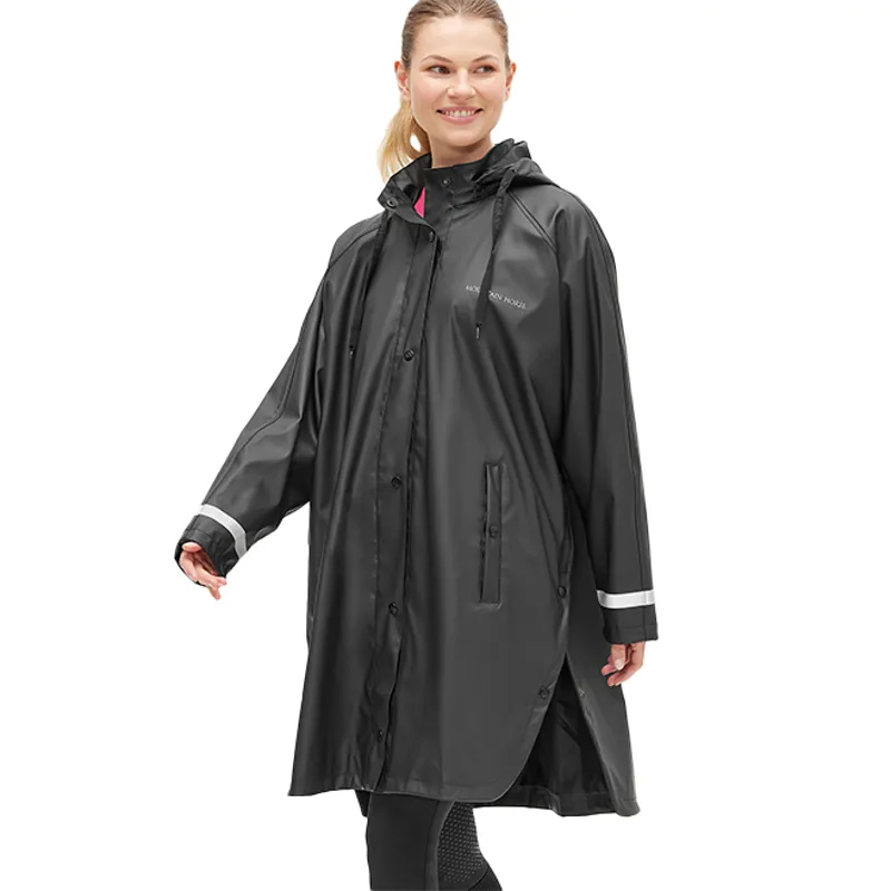 Mountain Horse Ladies Drizzle Rain Waterproof Poncho - Black-3