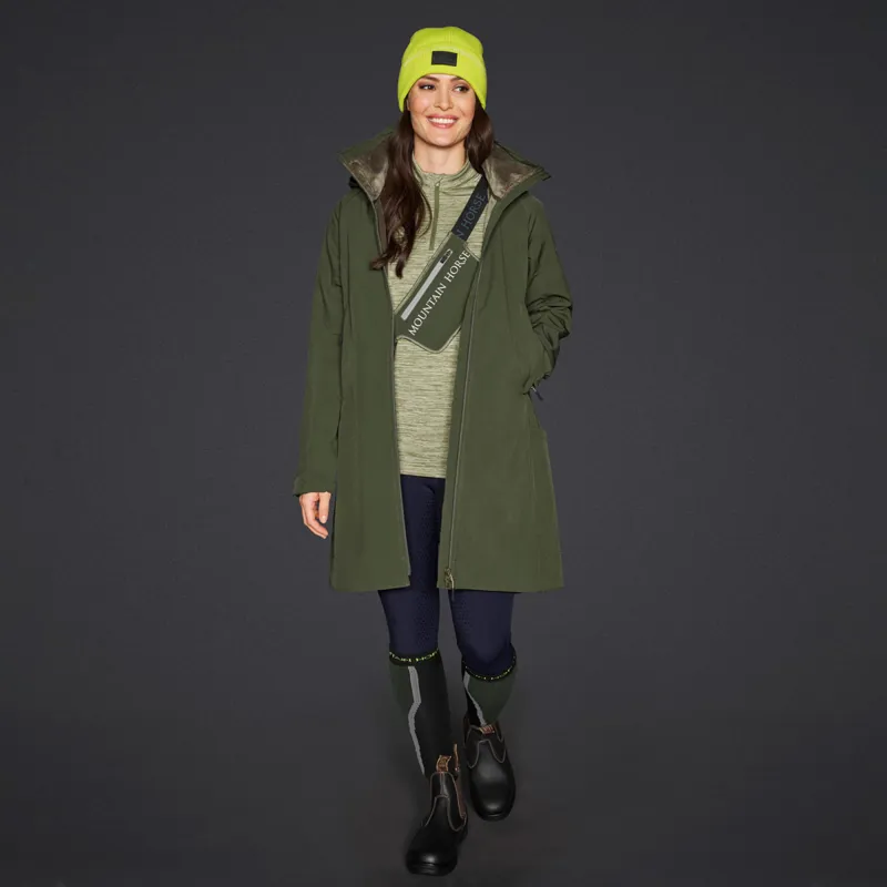 Mountain Horse Stella Softshell Ladies Long Parka Jacket - Green-1