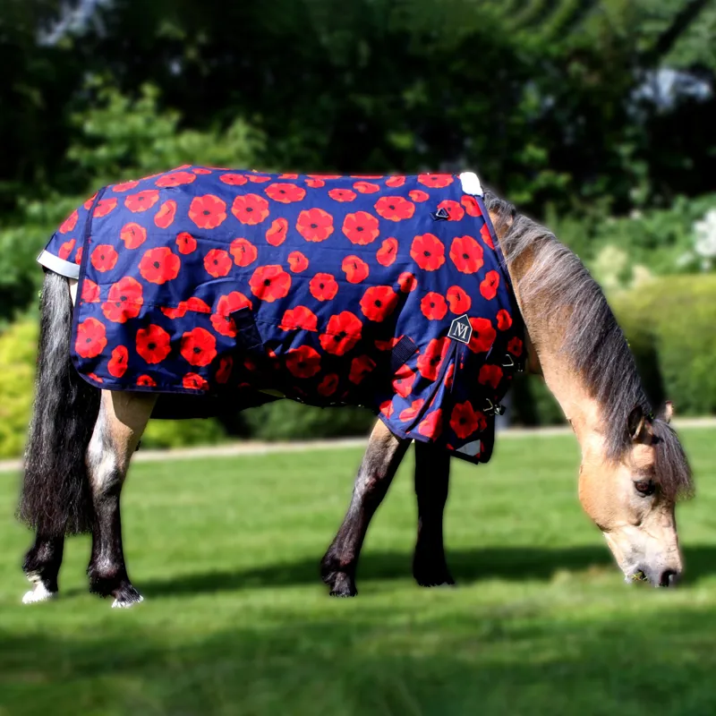 Mark Todd Detachable Neck 250g Turnout Rug - Poppy Print-2