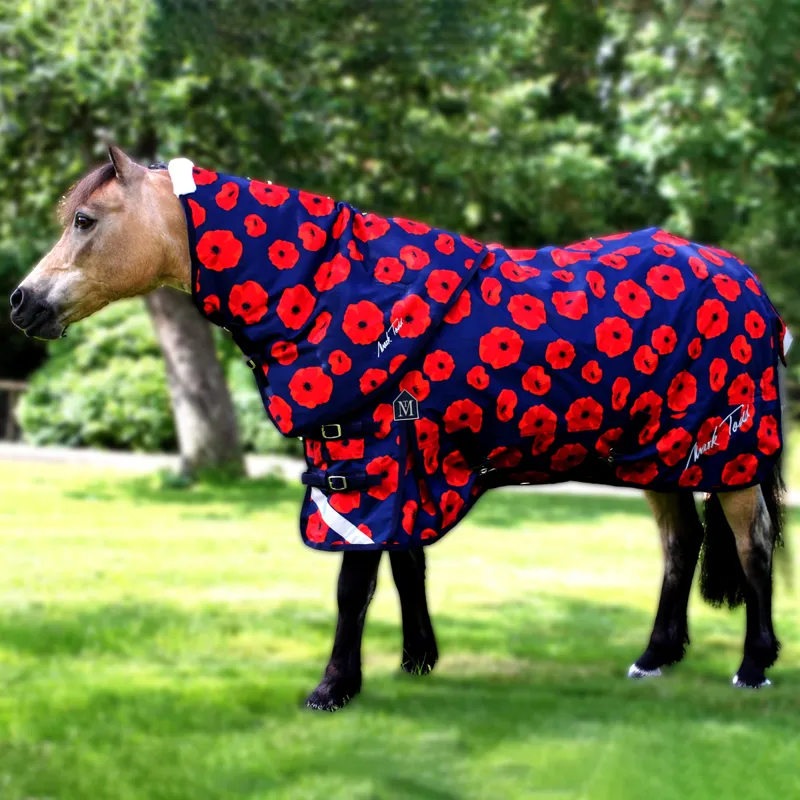 Mark Todd Detachable Neck 250g Turnout Rug - Poppy Print-1
