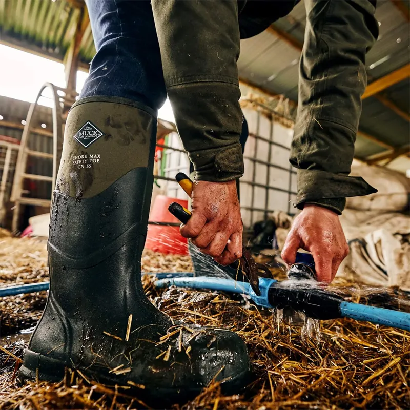 Muck Boot Chore Max S5 Steel Toe Unisex Tall Wellington Boots - Moss-1