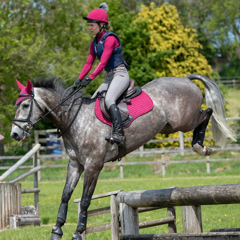 LeMieux Classic Fly Hood - Mulberry/Grey-2