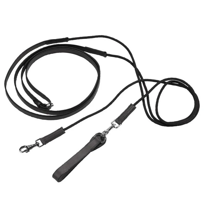 Norton Leather/Cord Draw Reins - Black