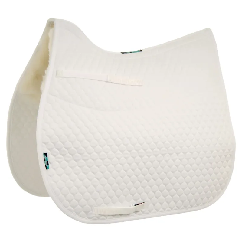 NuuMed Gullet-Free Half Wool Dressage Saddle Pad - White