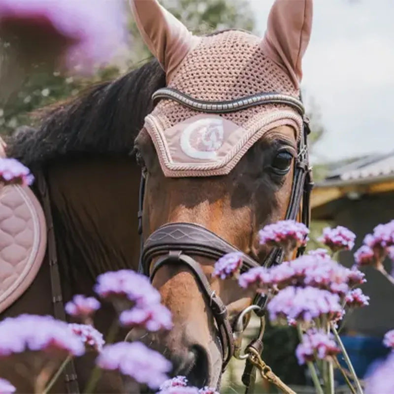 Kentucky Wellington 3D Logo Rope Fly Veil - Old Rose-1