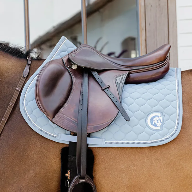 Kentucky 3D Logo Onion Quilt Jump Saddlecoth - Light Blue