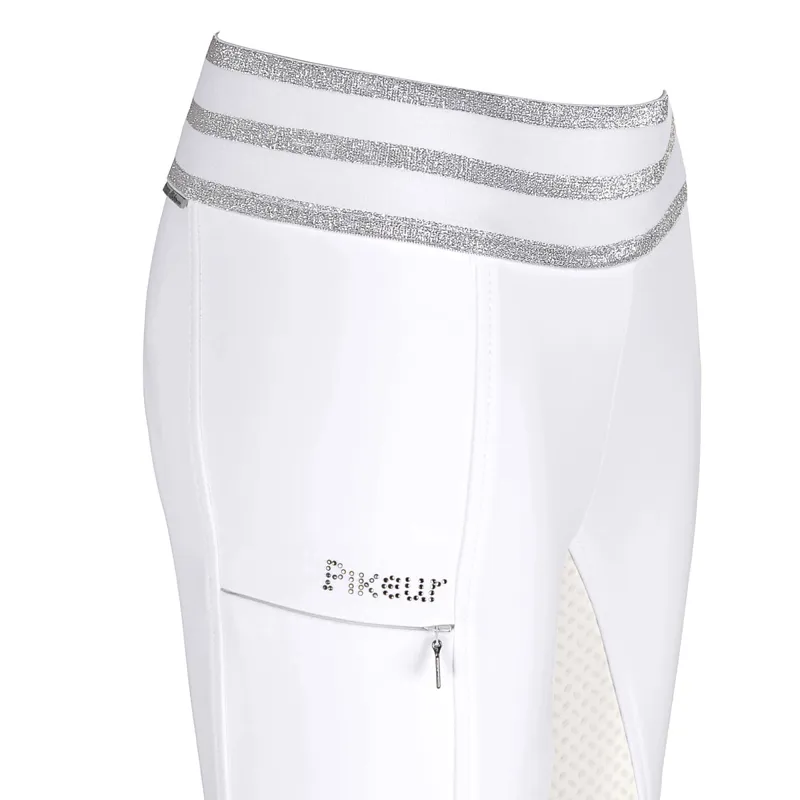 Pikeur Ida Grip Girls Full Seat Athleisure Riding Tights - White-2