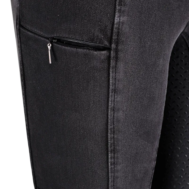 Pikeur Iona Grip Jeans Athleisure Girls Riding Tights - Denim Black-2