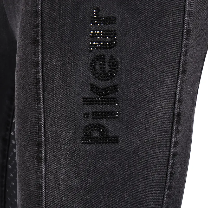 Pikeur Iona Grip Jeans Athleisure Girls Riding Tights - Denim Black-3