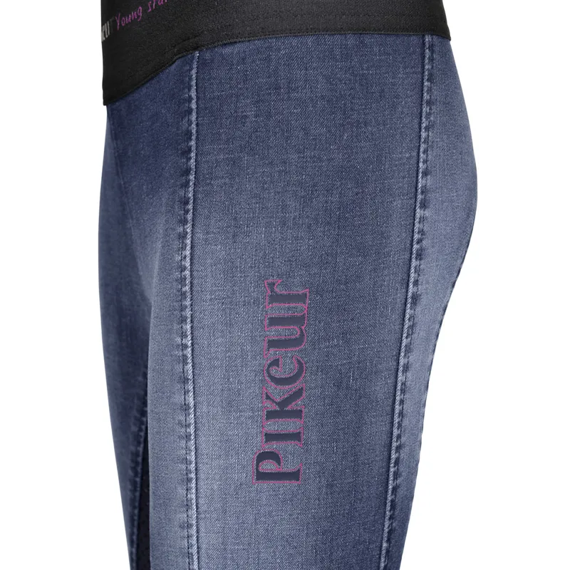 Pikeur Iona Grip Jeans Athleisure Girls Riding Tights - Denim Blue - 8yrs-2