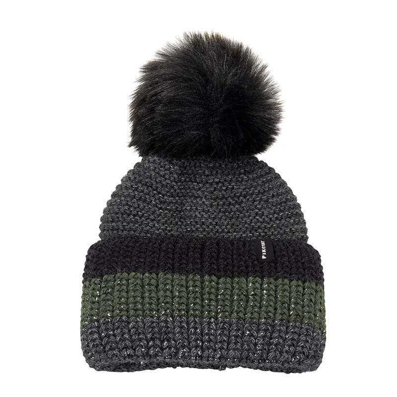 Pikeur Bobble Hat TriColour - Anthracite/Ivy/Black