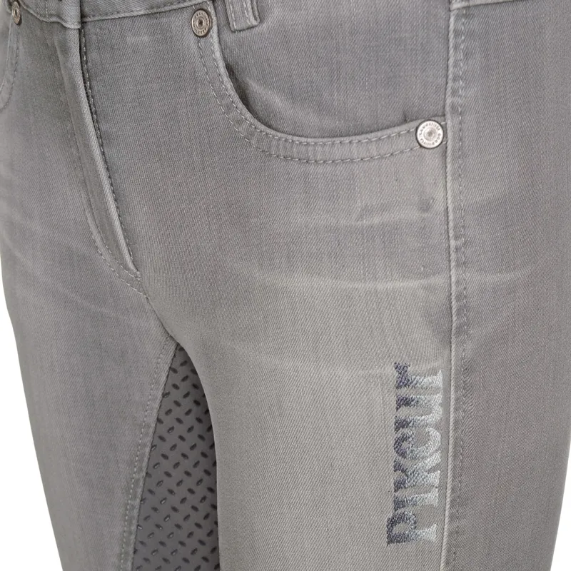 Pikeur Kalotta Grip Jeans Full Seat Girls Breeches - Denim Midgrey-2