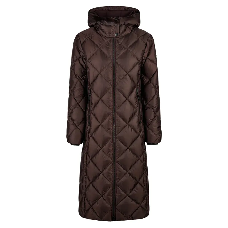 Pikeur Selection 2025 Diamond Quilted Womens Long Coat - Chocolate Brown