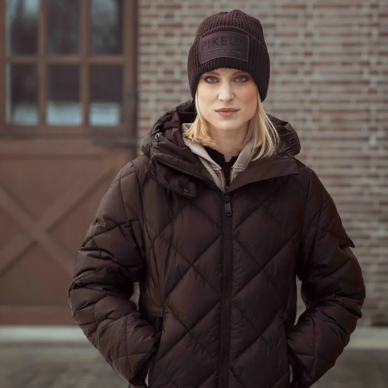 Pikeur Selection 2025 Diamond Quilted Womens Long Coat - Chocolate Brown-2