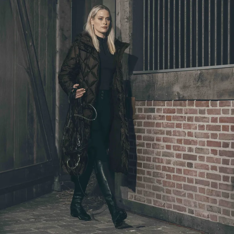 Pikeur Selection 2025 Diamond Quilted Womens Long Coat - Chocolate Brown-4