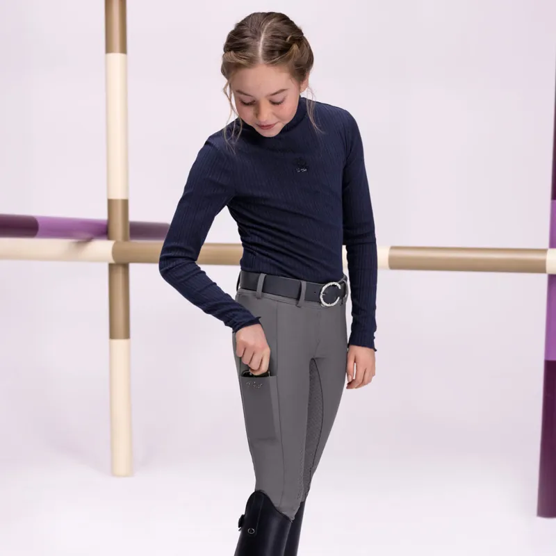 Pikeur Xenia 9306 Full Grip Junior Girls Breeches - Light Grey-3