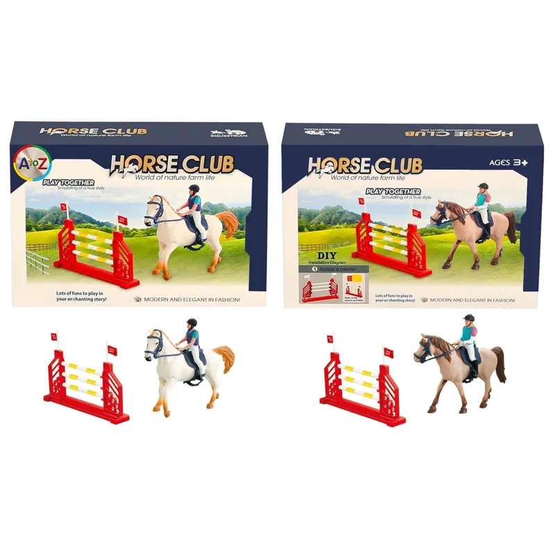 Platinum Horse and Hurdle Toy Play Set - Cremello-1