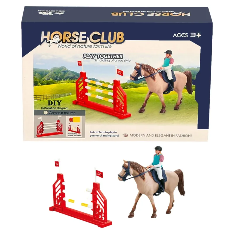 Platinum Horse and Hurdle Toy Play Set - Cremello