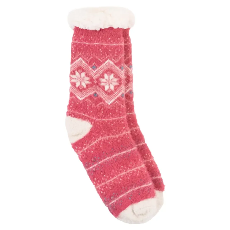 Platinum Sherpa Womens Fluffy Socks - Hot Pink