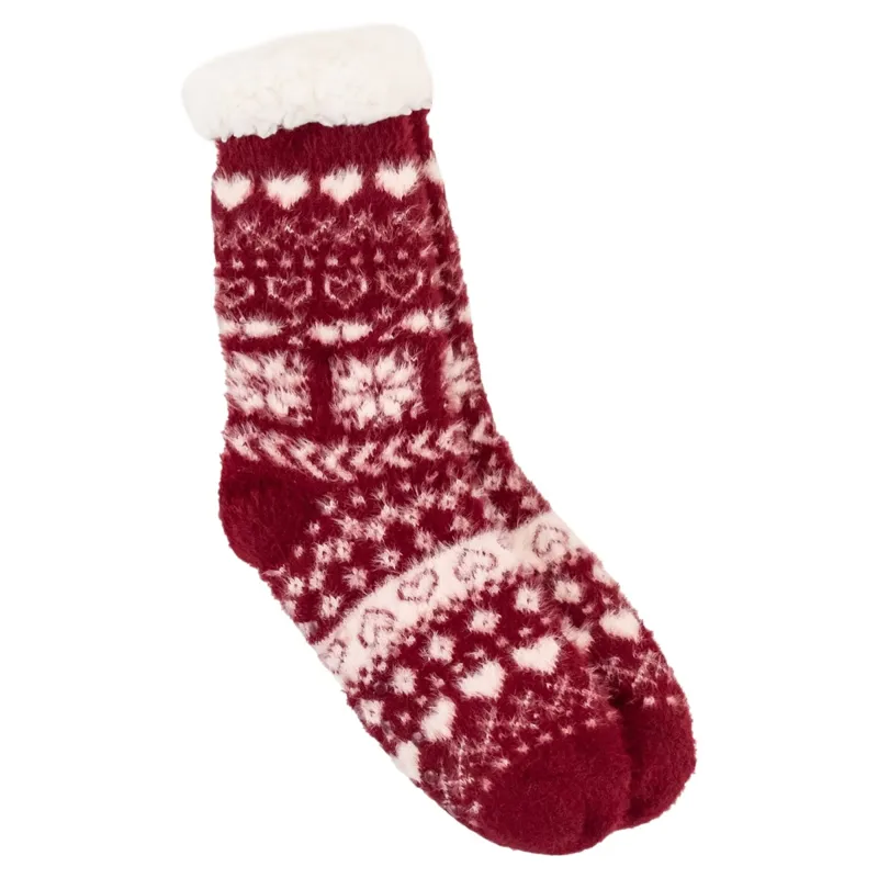 Platinum Sherpa Womens Fluffy Socks - Red