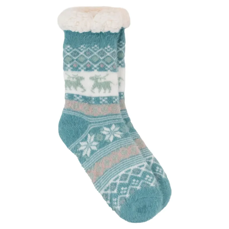 Platinum Sherpa Womens Fluffy Socks - Teal