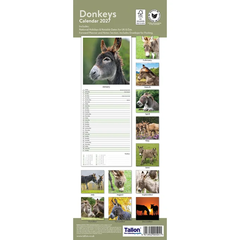 Platinum Slim 2027 Calendar - Donkeys-1