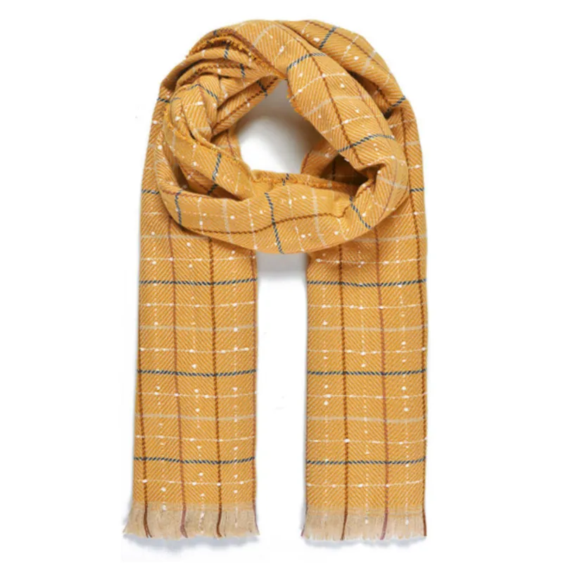 Platinum Lomond Woven Check Scarf - Ochre