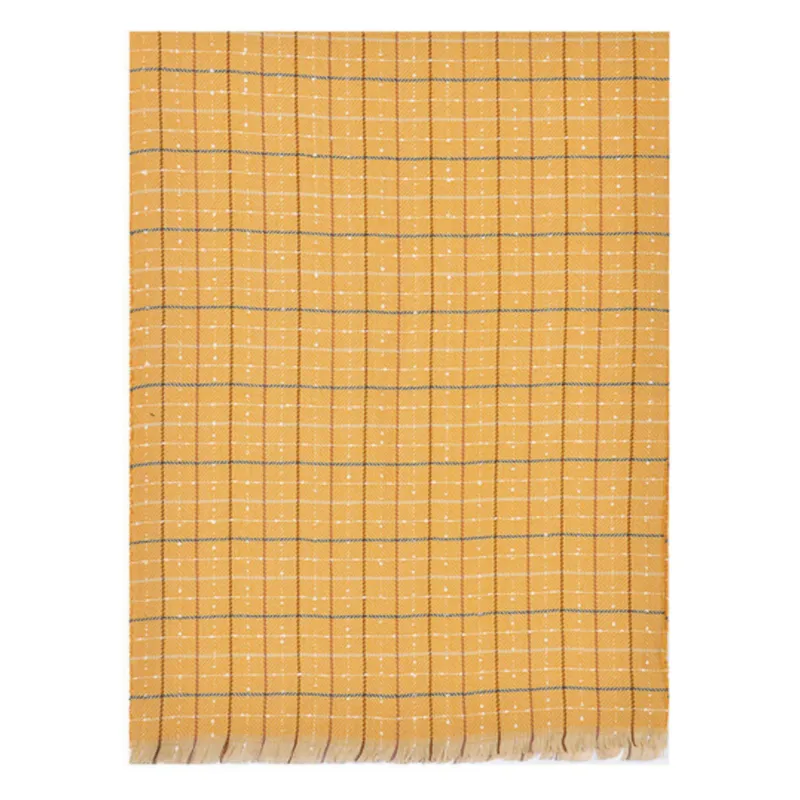 Platinum Lomond Woven Check Scarf - Ochre-2