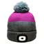 Platinum Mull Ladies Waterproof LED Pom Beanie Hat - Grey/Purple