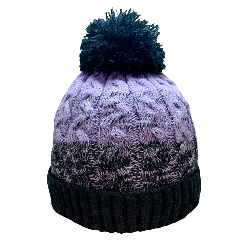 Platinum Orkney Ladies Knitted Waterproof Beanie Bobble Hat Lilac Black