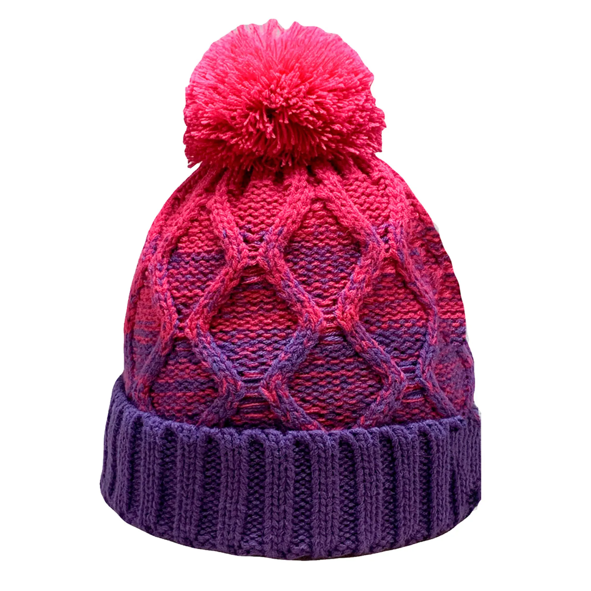 Platinum Skye Ladies Knitted Waterproof Bobble Hat Pink/Purple