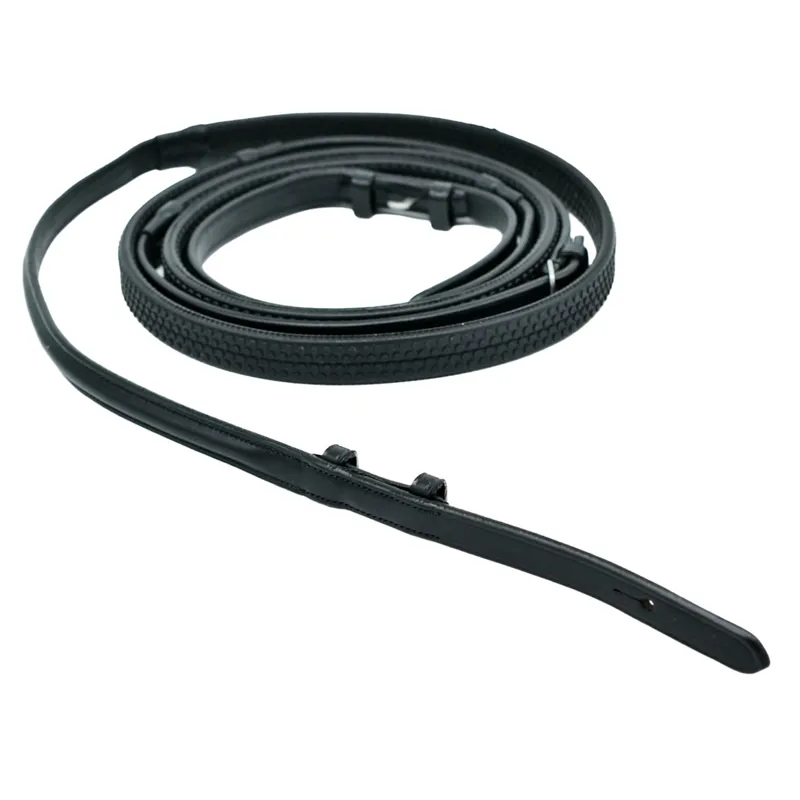 Dever Platinum Raised Rubber Grip Reins - Black