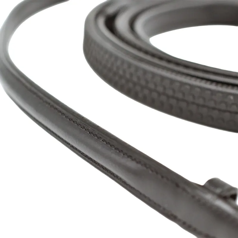 Dever Platinum Raised Rubber Grip Reins - Brown-2