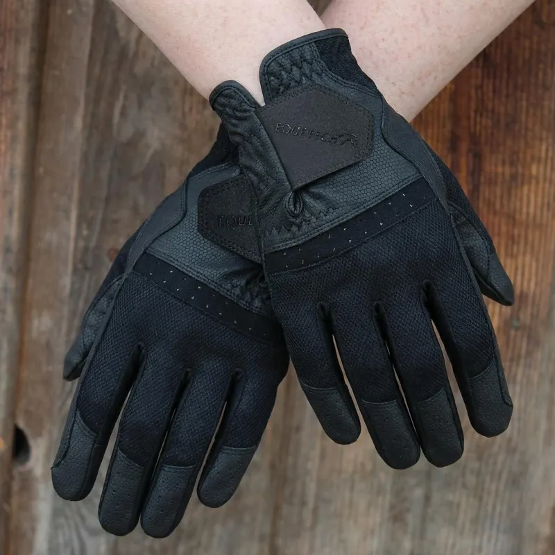 Equetech Pro-Mesh Adults Riding Gloves - Black-3