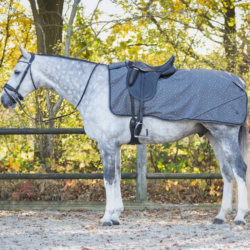 QHP Turnout Collection 1200D Fleece Exercise Sheet - Grey/Reflective