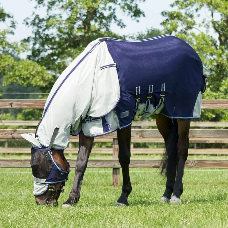 QHP Anti-Fly Rug with Detachable Neck and Mask - Blue-1