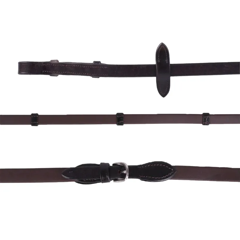 QHP Biothane Reins with Stops - Brown-1