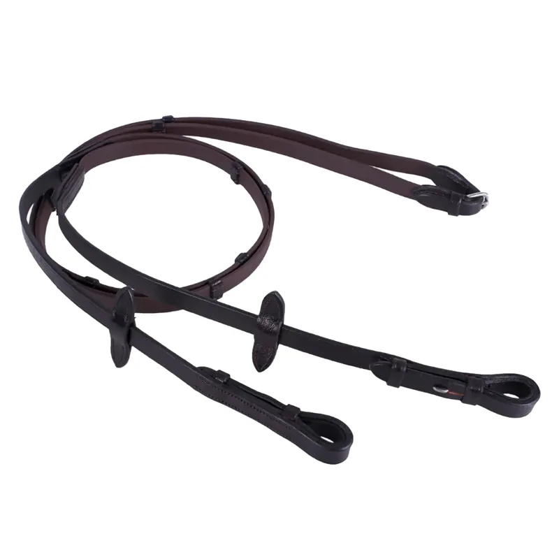 QHP Biothane Reins with Stops - Brown