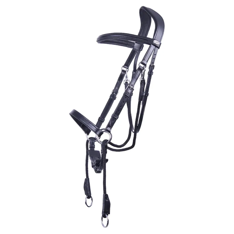 QHP Ceto Anatomical Bitless Bridle with Reins - Black