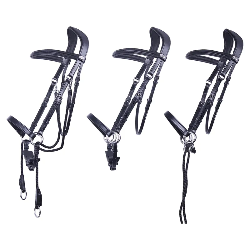 QHP Ceto Anatomical Bitless Bridle with Reins - Black-6